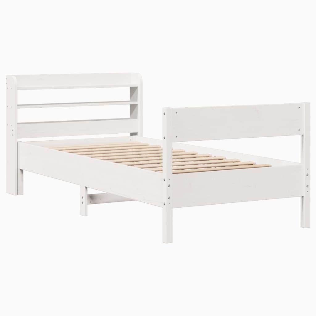 Bed Frame without Mattress White 100x200 cm Solid Wood Pine